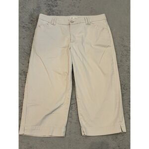 Lee Womens Khaki Capri Pants Size 14 Medium Tan Just Below The Waist Cropped